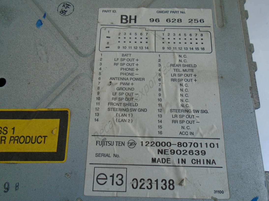 Radio CD WMA MP3 Chevrolet 12200080701101 122000 80701101 BH 96 628 256 96628256 NE902639 - foto 2