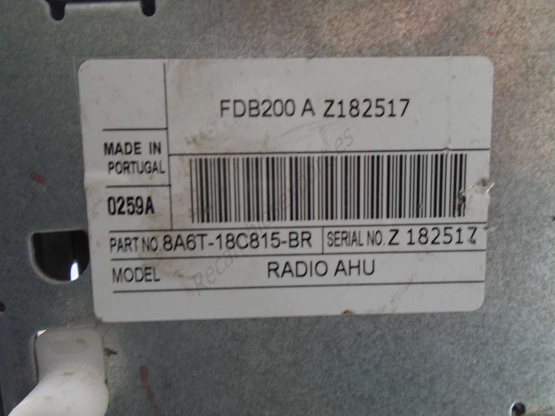 Sistema audio radio CD Ford Fiesta Trend FDB200 A Z182517 RADIO AHU 8A6T18C815BR 8A6T 18C815 BR - foto 2