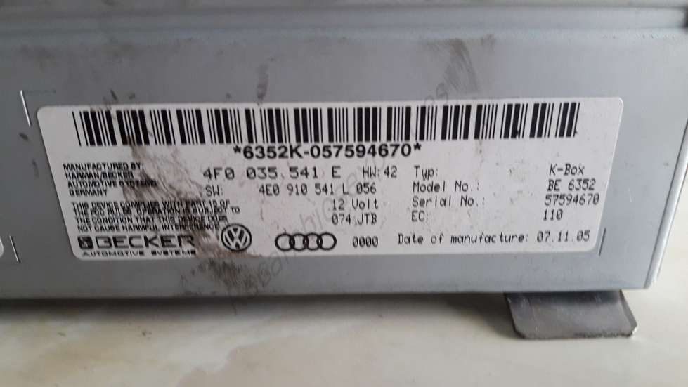 VW Audi A6 4F A8 4E Autoradio K-Box Empfänger 4E0035541E 4E0910541L BECKER - foto 2