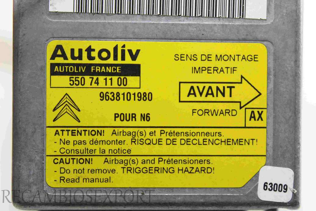 Centralita de airbag Citroen Xsara (AX) 9638101980 AUTOLIV 55074 11 00 550741100 - foto 2