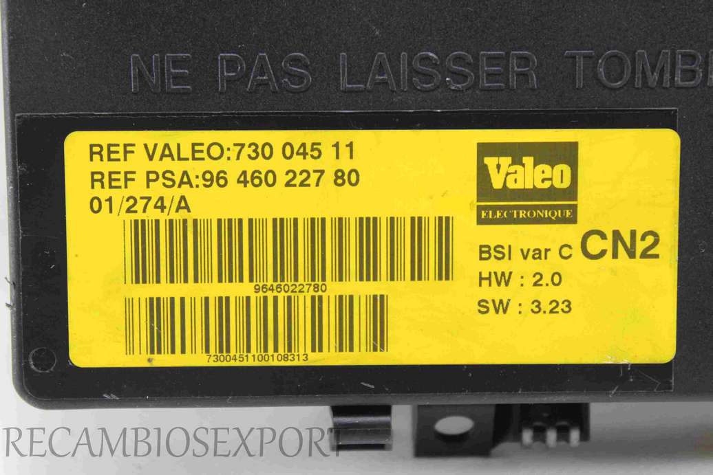 BSI Caja de fusibles Citroen Xsara Peuegot CN2 9646022780 96 460 227 80 VALEO 73004511 730 045 11 - foto 2