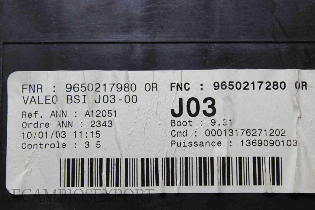 Caja de fusibles Citroen Peugeot 9650217280 0R VALEO BSI J03-00 - foto 2