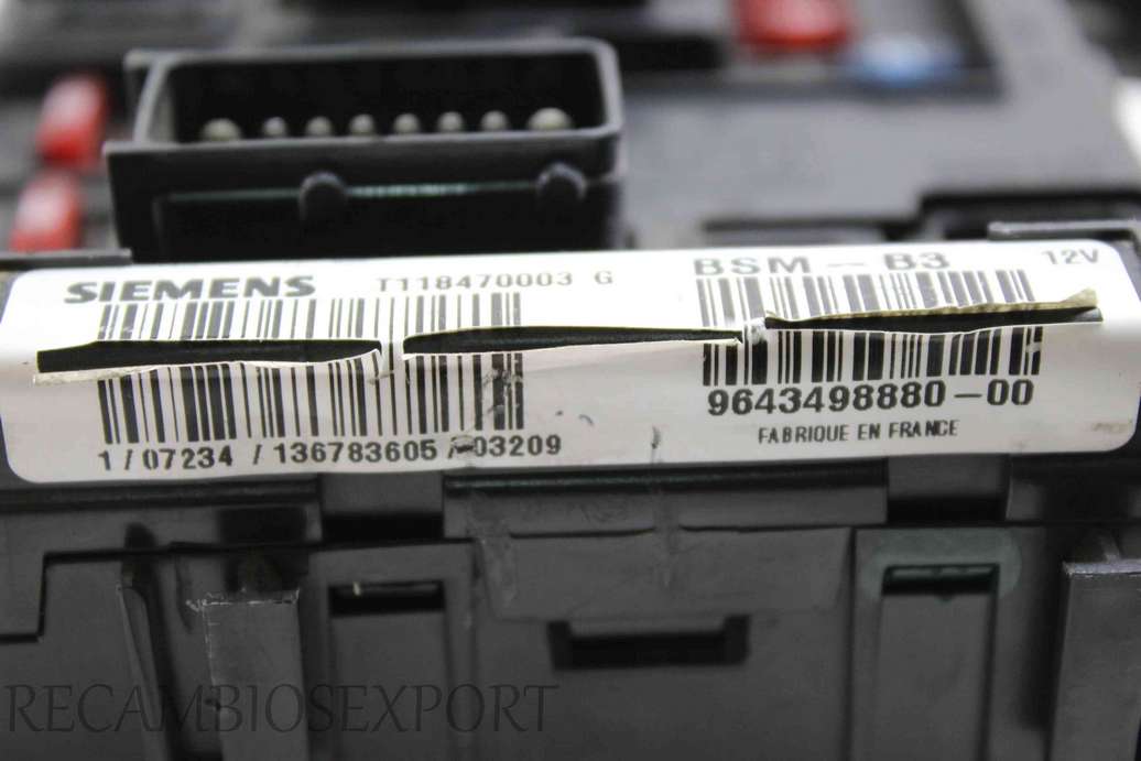 Caja de fusibles Citroen Xsara Peugeot 307 964349888000 9643498880-00 Siemens T118470003G T118470003-G BSM-B3 - foto 2