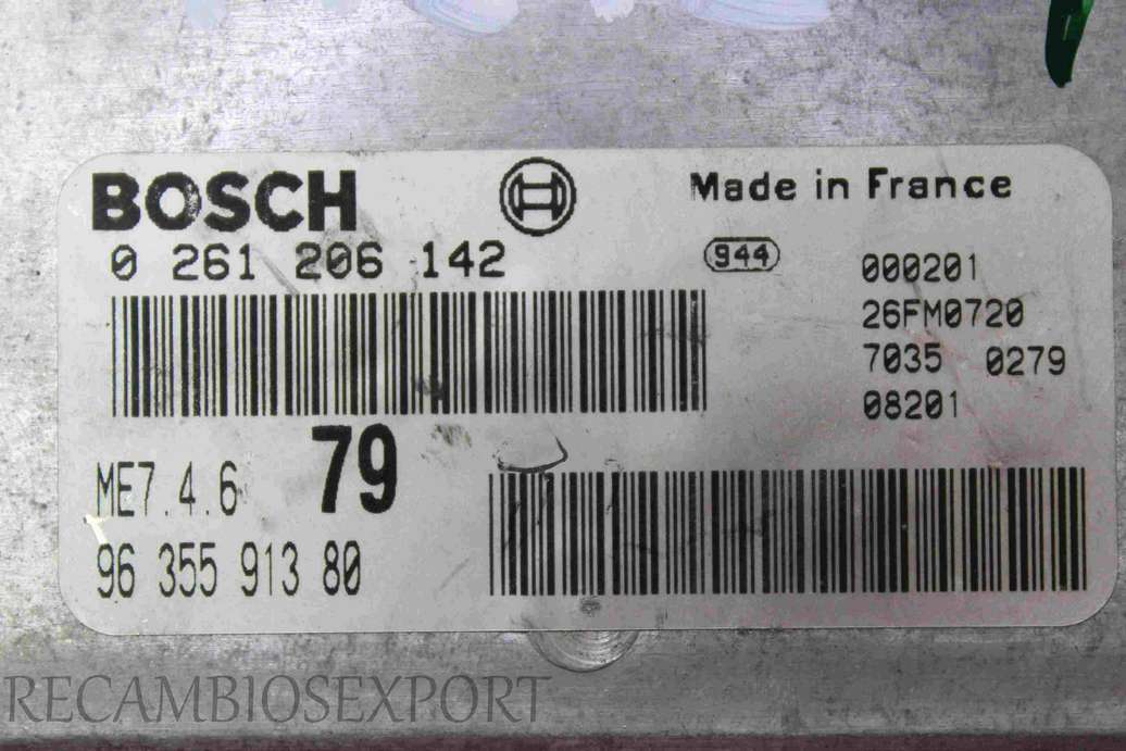 Centralita del motor PEUGEOT 406 ECU 9635591380 96 355 913 80 Bosch 0261206142 0 261 206 142 - foto 2