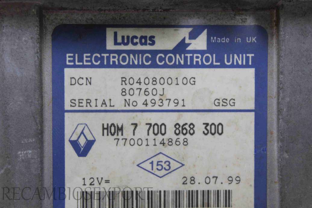 Centralita del motor Renault Kangoo Rapid HOM7700868300 7700868300 7700114868 R04080010G - foto 2