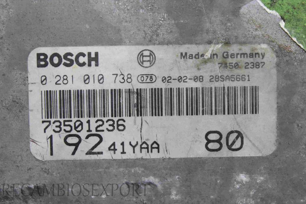 Centralita del motor ECU Fiat Stilo 73501236 0281010738 0 281 010 738 28SA5661 19241YAA80 19241YAA 80 - foto 2