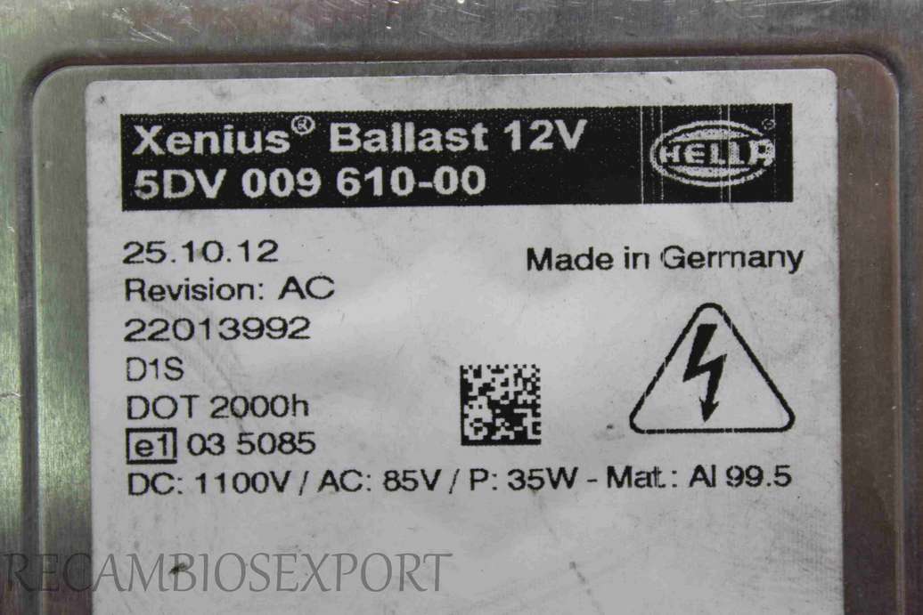 Centralita del motor VW Audi Skoda BMW Opel 5DV00961000 5DV009610-00 Hella Xenius 22013992 DOT 2000H - foto 2