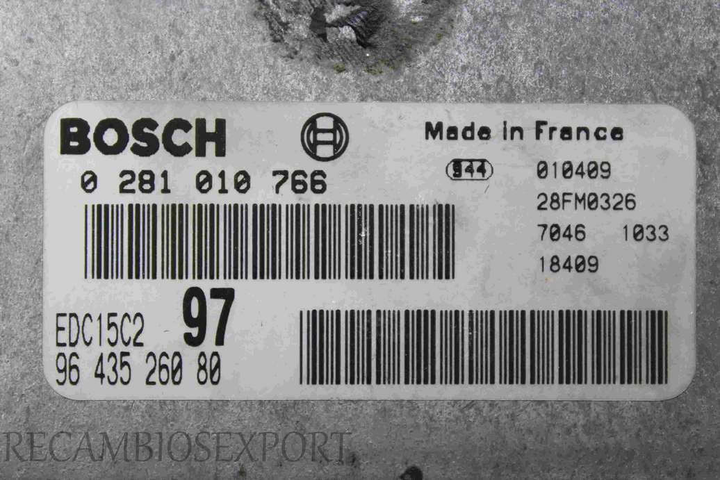 Centralita del motor Citroen Xsara 9643526080 96 435 260 80 Bosch 0281010766 0 281 010 766 - foto 2