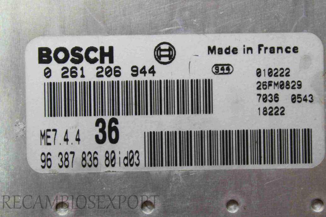 Centralita del motor Peugeot Partner 9638783680 96 387 836 80 ID03 Bosch 0261206944 0 261 206 944 - foto 2