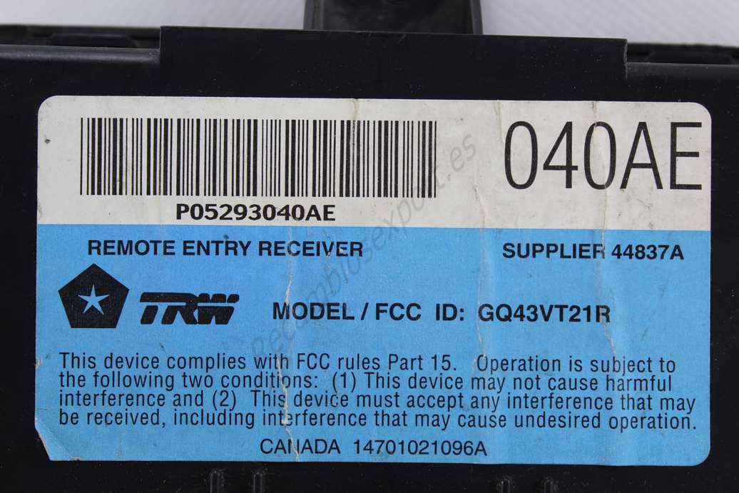 Modulo Chrysler Neon P05293040AE 040AE GQ43VT21R - foto 2