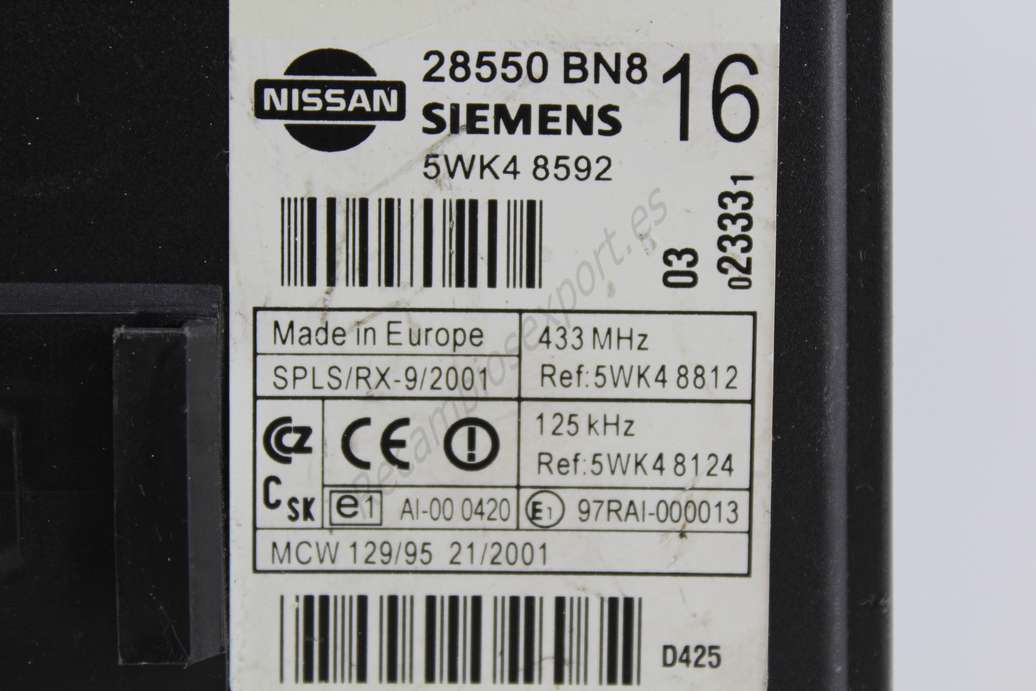Modulo cierre centralizado Nissan Almera Tino 28550BN8 28550BN816 28550 BN816 Siemens 5WK48592 5WK4 8592 - foto 2
