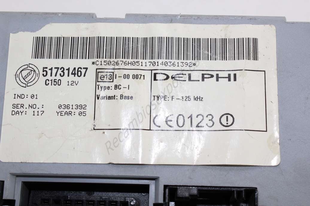 Ordenador de control del cuerpo Fiat Doblo 51731467 Delphi - foto 2