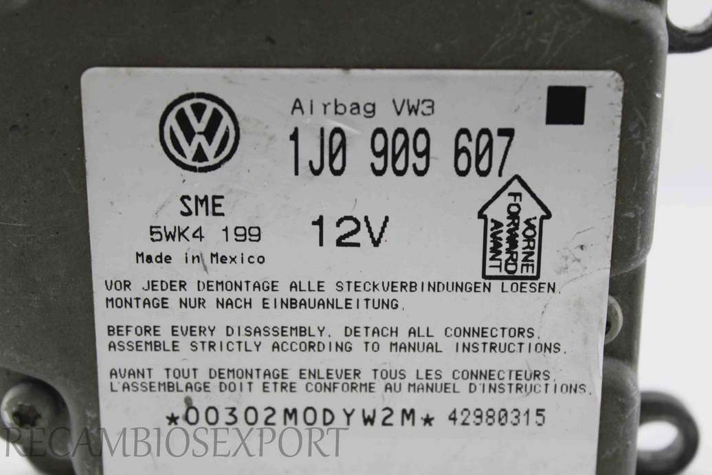 Centralita airbag vw volkswagen passat 3b2 1j0909607 1j0 909 607 1jo909607 siemens 5wk4199 5wk4 199 - foto 2