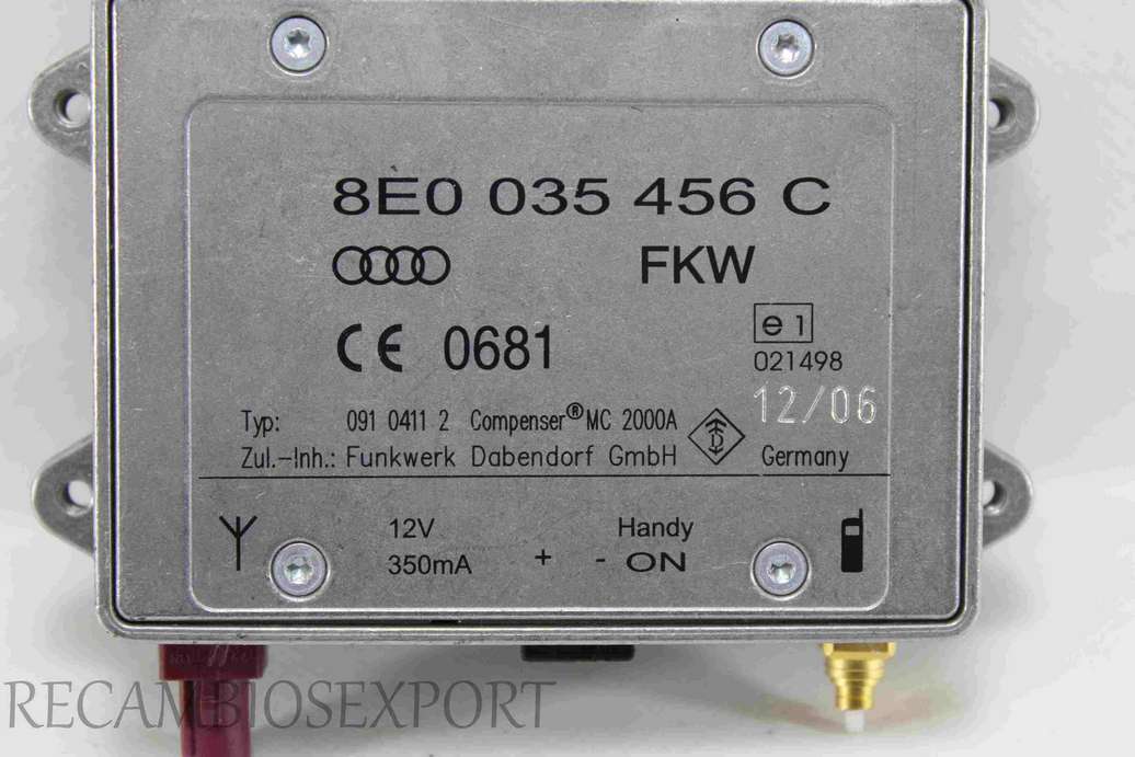 Amplificador de la antena Audi A6 8E0035456C 8E0 035 456 C - foto 2