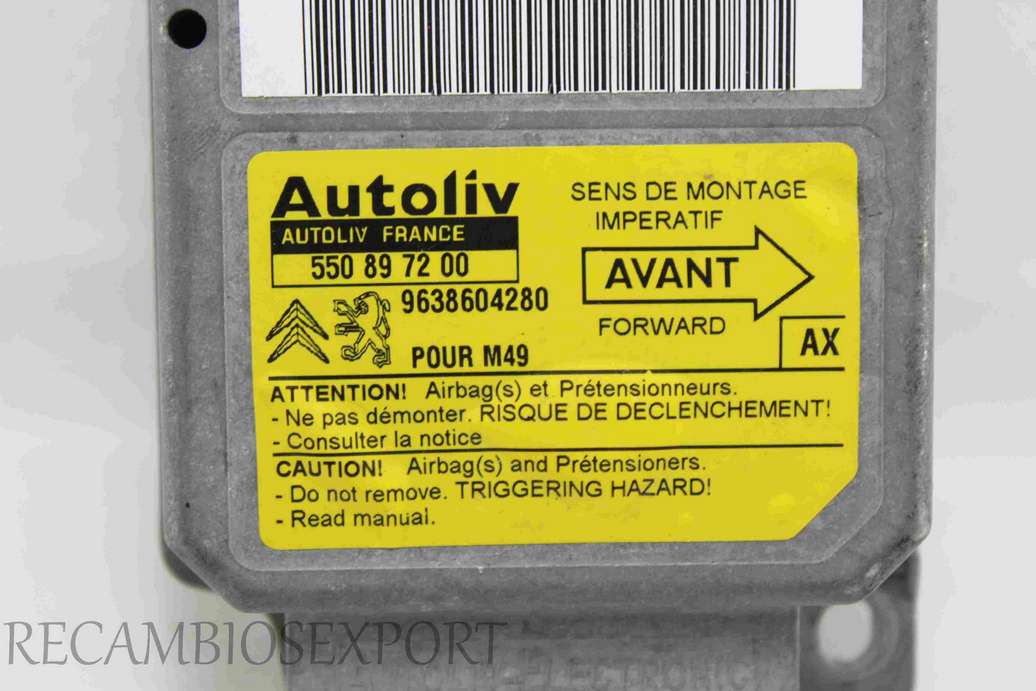 Centralita de airbag Peugeot Partner Citroen Berlingo 9638604280 AX Autoliv 550897200 550 89 72 00 - foto 2
