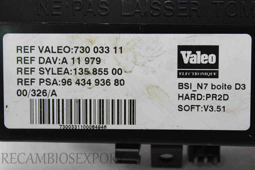 BSI Caja de fusibles Peugeot Citroen 9643493680 96 434 936 80 VALEO 73003311 730 033 11 - foto 2