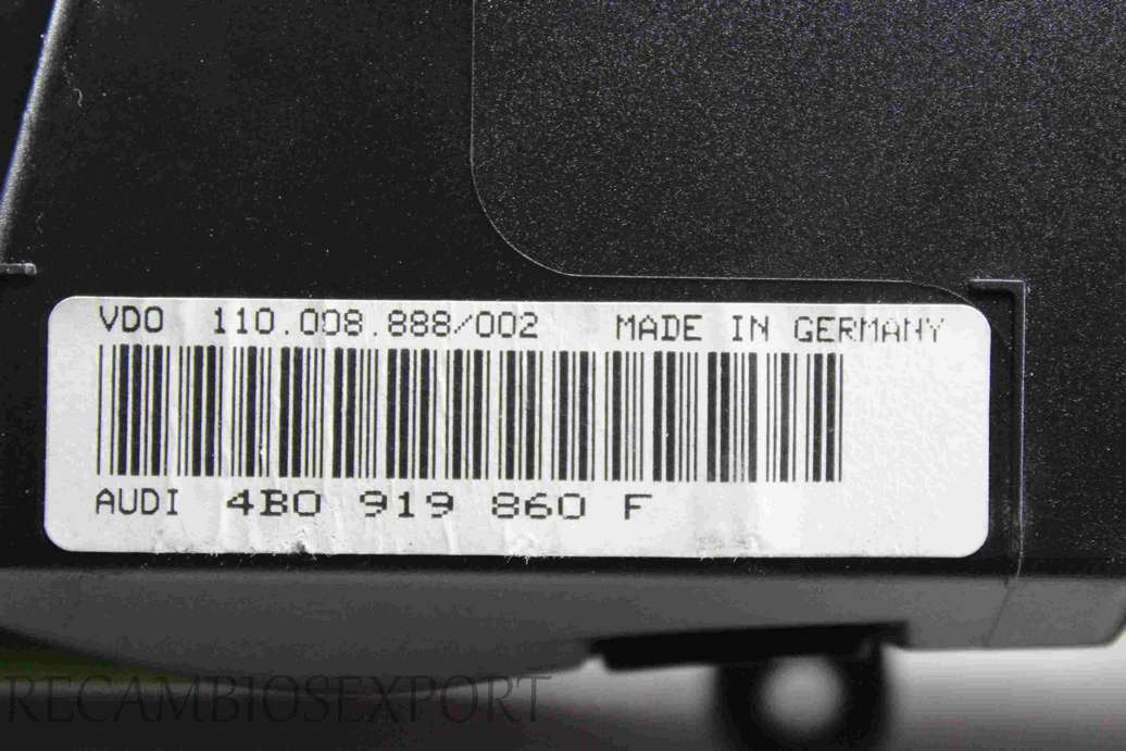 Cuadro de instrumentos Audi A6 C5 4B0919860F 4B0 919 860 F VDO 110008888002 110.008.888/002 - foto 3