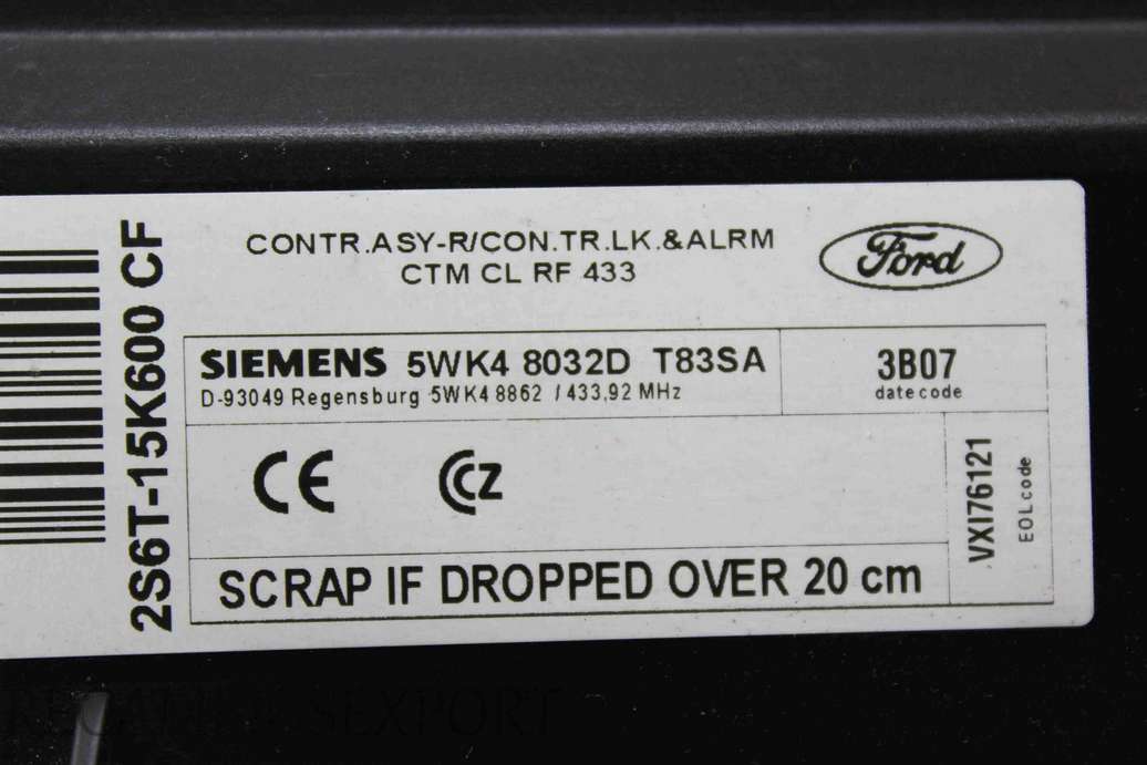 Modulo de confort Ford Fiesta 2S6T15K600CF 2S6T-15K600 CF Siemens 5WK48032D 5WK4 8032D - foto 2