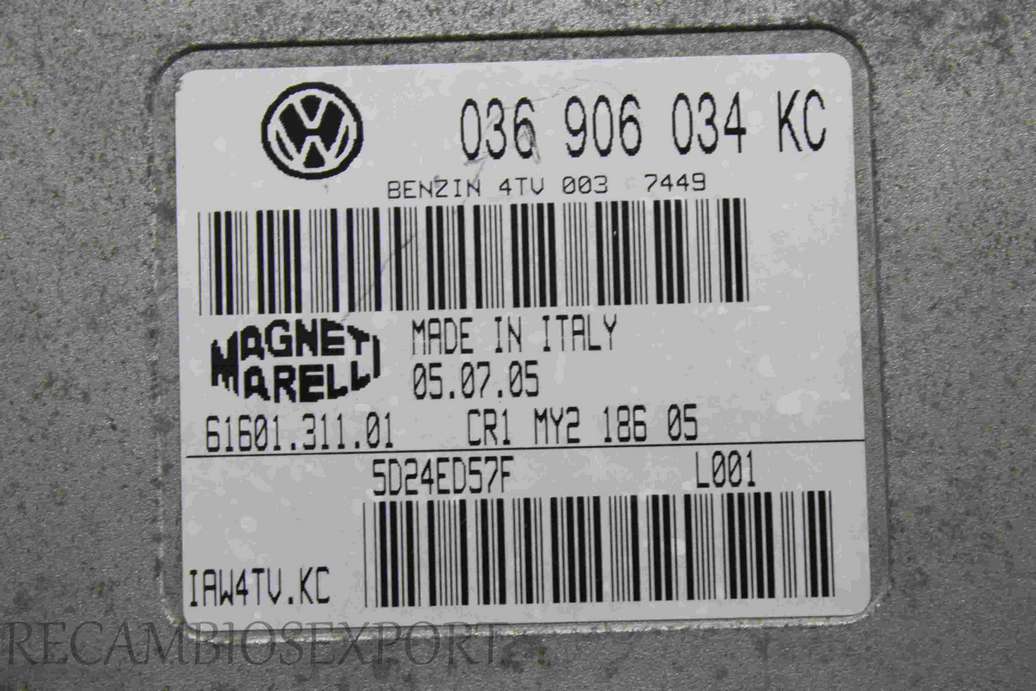 Centralita del motor Volkswagen Seat 036906034KC 036 906 034 KC Magneti Marelli 6160131101 61601.311.01 IAW4TVKC IAW4TV.KC - foto 2