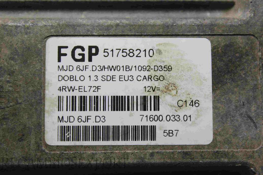Centralita del motor Fiat Doblo 51758210 7160003301 71600.033.01 MJD6JFD3 MJD 6JF.D3 - foto 2
