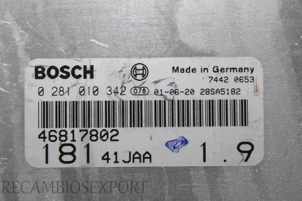 Centralita del motor Fiat Alfa 46817802 Bosch 0281010342 0 281 010 342 18141JAA 181 41JAA - foto 2