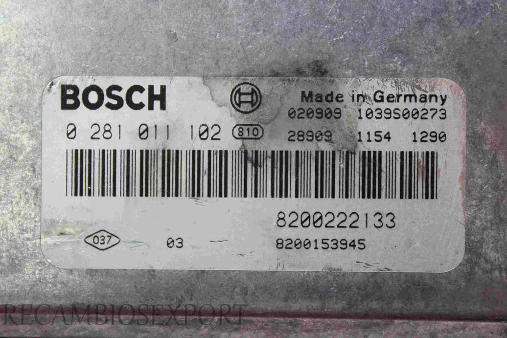 Centralita del motor Renault Megane Laguna Scenic 8200222133 8200153945 Bosch 0281011102 - foto 2