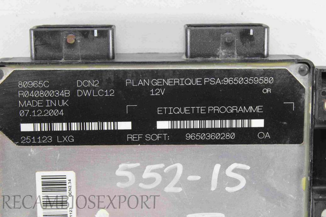 Centralita del motor Peugeot Citroen Berlingo Partner 9650360280 9650359580 R04080034B - foto 2