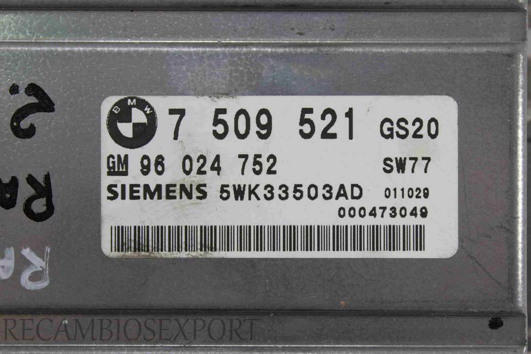 Centralita de transmisión Range Rover 7509521 7509521GS20 96024752 GM96024752 Siemens 5WK33503AD 5WK33503 AD - foto 2
