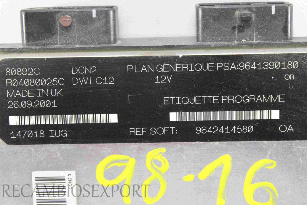 Centralita del motor Citroen Berlingo Peugeot Partner 9642414580 9641390180 R04080025C - foto 3