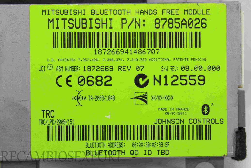Centralita de bluetooth Mitsubishi ASX Outlander 8785A026 - foto 2