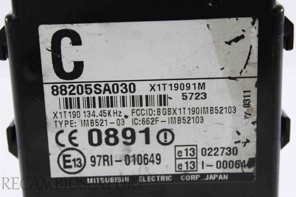 Módulo de control de inmovilizador Subaru Impreza 88205SA030 X1T19013445KHZ X1T 190 134.45K HZ 97RI010649 97RI-010649 X1T119091M - foto 2