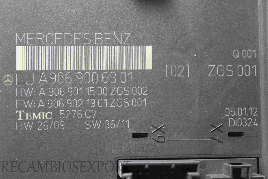 Caja de fusibles Mercedes W906 A9069006301 A 906 900 63 01 A9069011500 A 906 901 15 00 A9069021901 A 906 902 19 01 Temic 5276C7 - foto 2