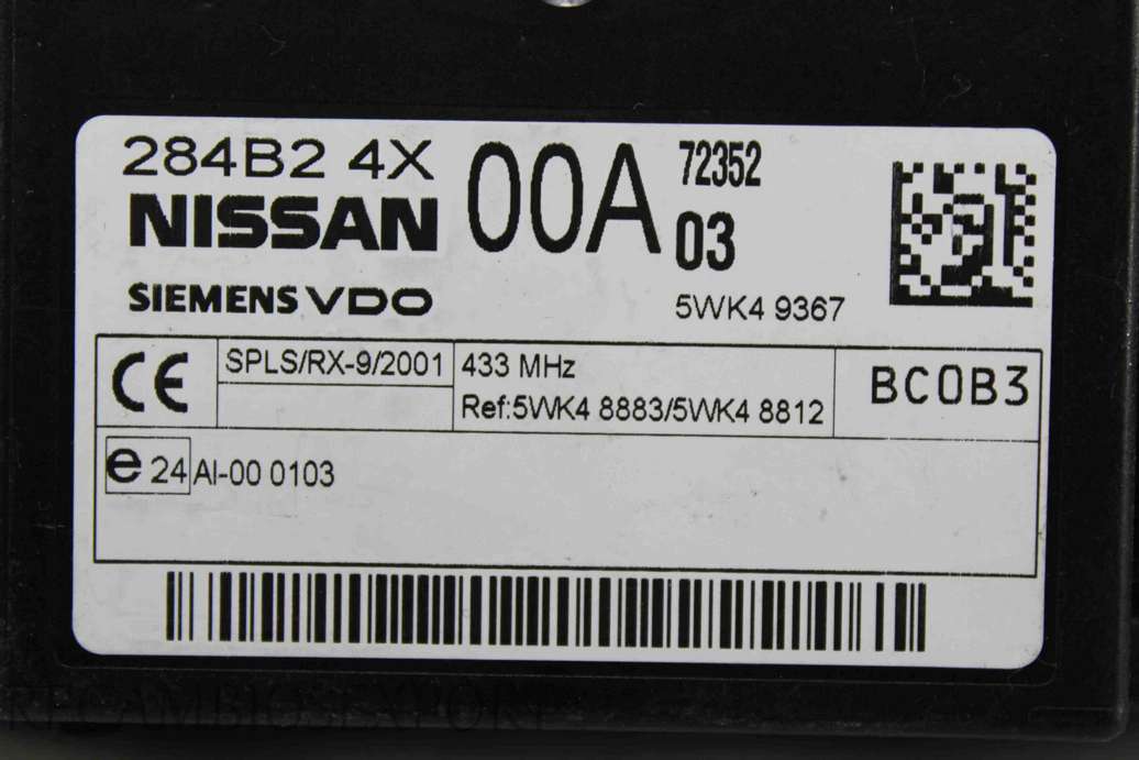 Módulo de control Nissan Navara Pathfinder 284B24X00A 284B2 4X 00A Siemens 5WK49367 5WK4 9367 - foto 2