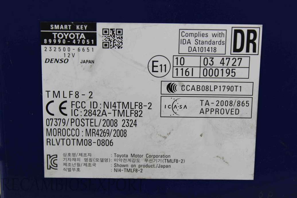 Módulo control de llave Toyota Prius 8999047051 89990-47051 2325006651 232500-6651 Denso - foto 2