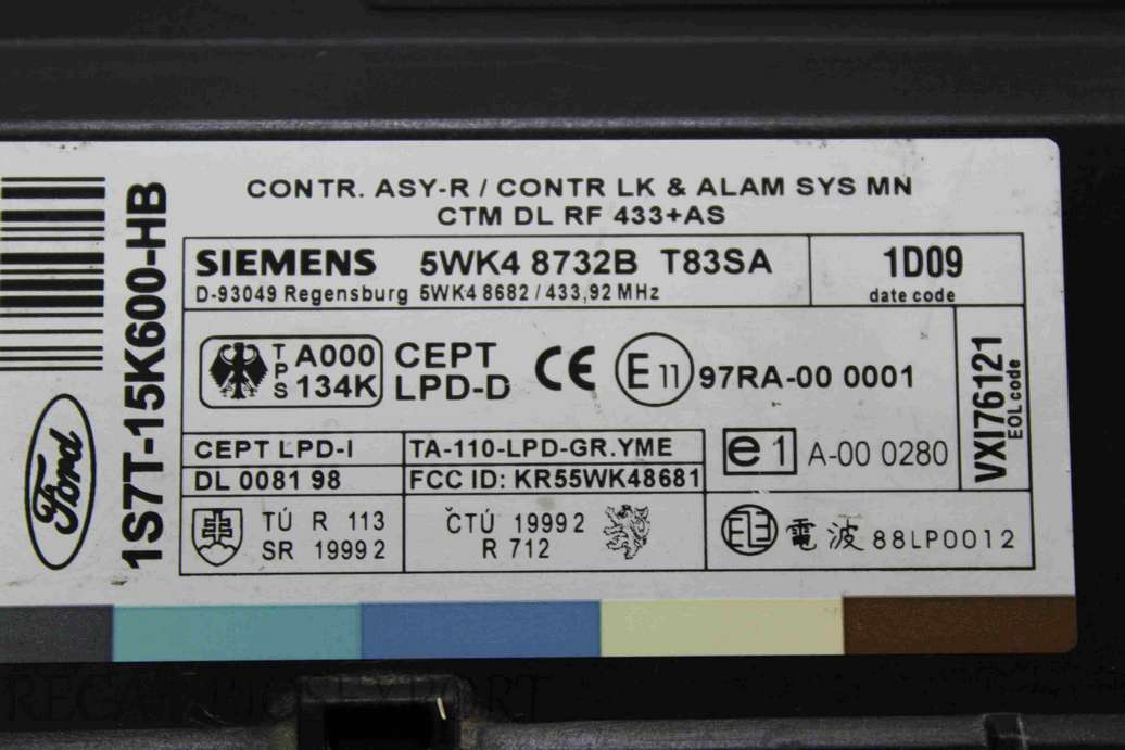 Centralita confort Ford Mondeo 1S7T15K600HB 1S7T-15K600-HB Siemens 5WK48732B 5WK4 8732B 97RA000001 97RA-00 0001 - foto 2