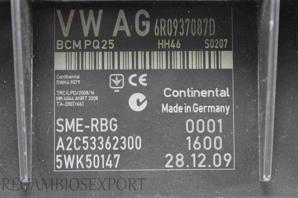 Centralita confort VW Seat Skoda A2C53362300 6R0937087D Siemens 5WK50147 - foto 2