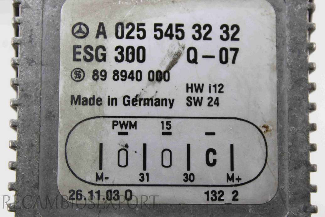 Centralita controlador del ventilador eléctrico Mercedes W168 A0255453232 A 025 545 32 32 ESG300 ESG 300 898940000 Q-07 - foto 2