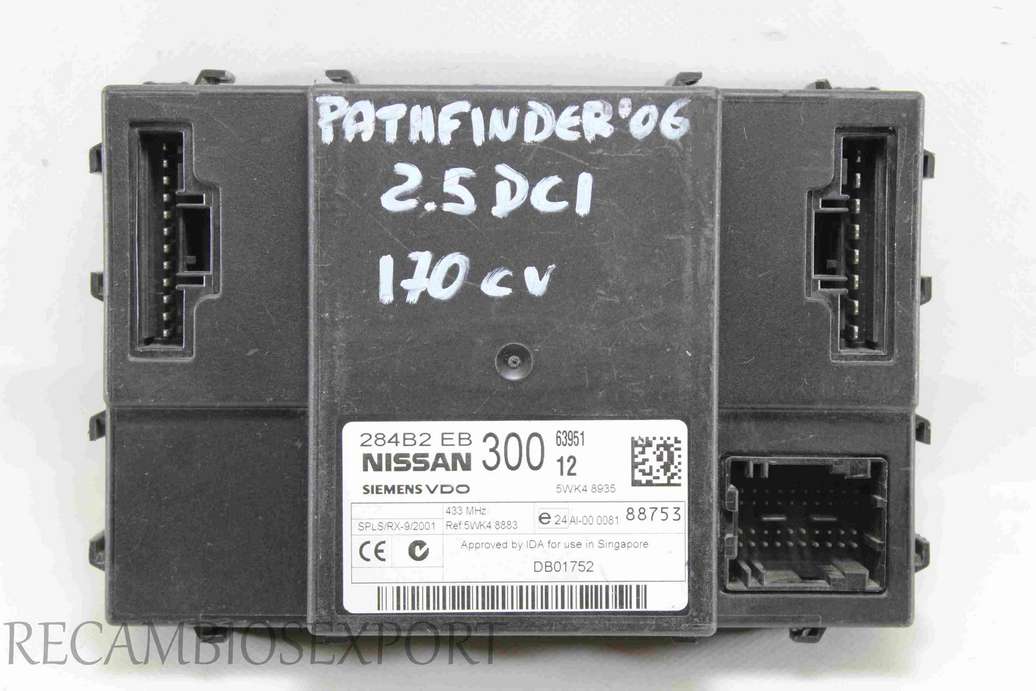 Centralita de confort Nissan Navara Pathfinder 284B2EB300 284B2 EB 300 Siemens VDO 5WK48935 5WK4 8935 - foto 1