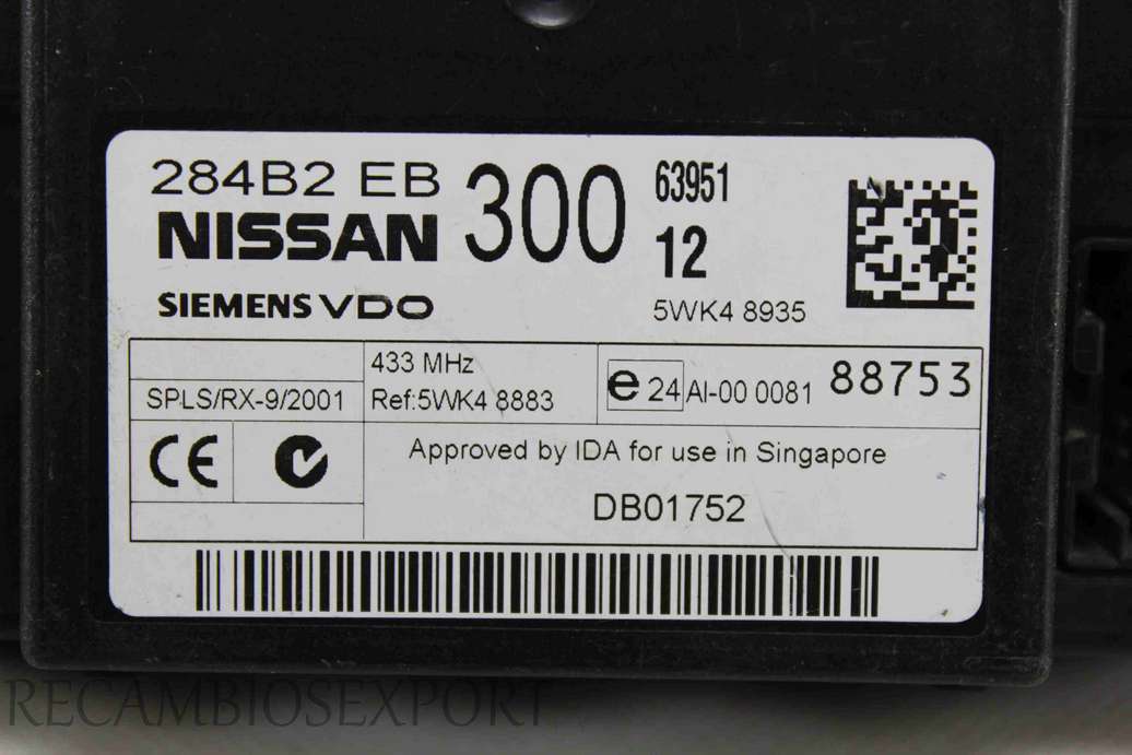 Centralita de confort Nissan Navara Pathfinder 284B2EB300 284B2 EB 300 Siemens VDO 5WK48935 5WK4 8935 - foto 2