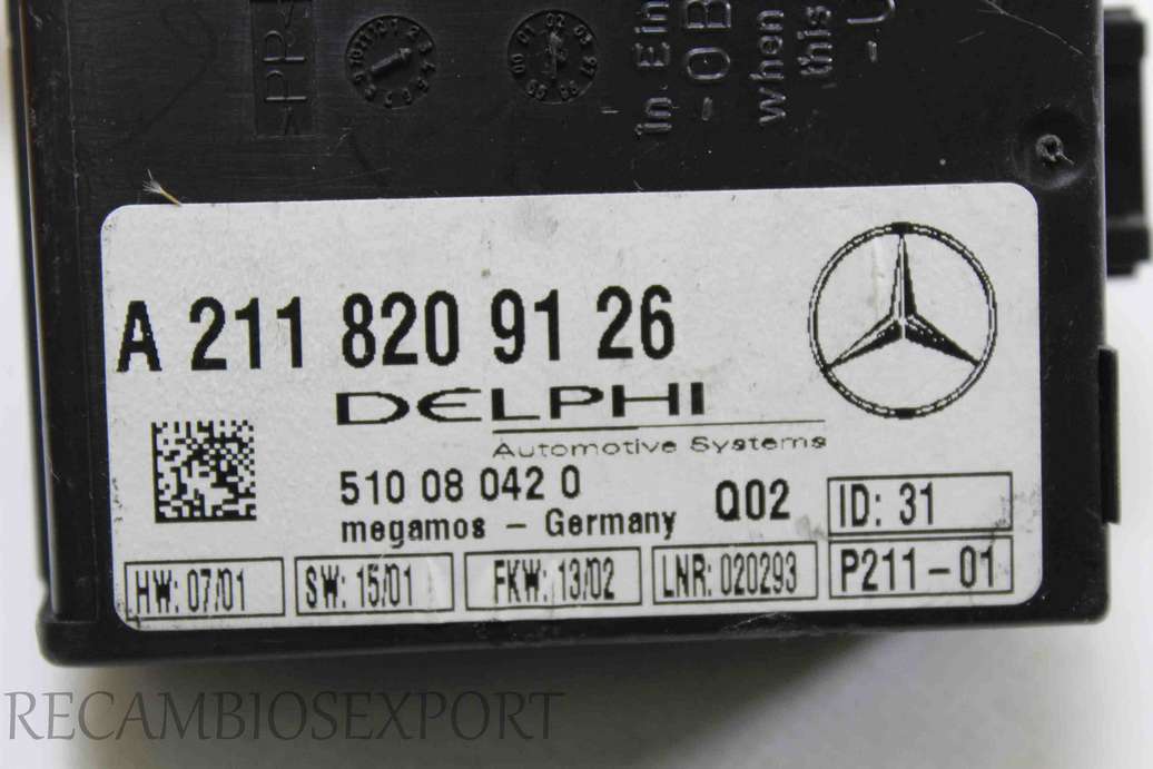 Modulo de alarma Mercedes W203 W209 A2118209126 A 211 820 91 26 Delphi 510080420 510 08 042 0 - foto 2
