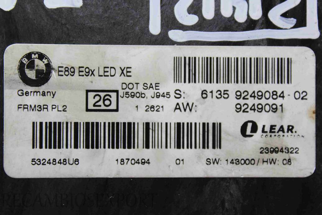 Centralita de luz BMW E89 61359249084 6135 9249084-02 9249091 - foto 2