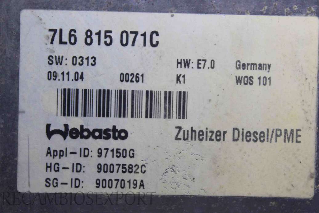 Modulo de calentador VW Touareg 7L6815071C 7L6 815 071C - foto 3