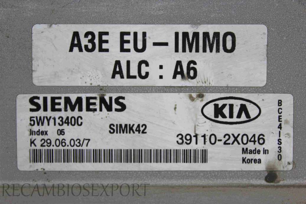 Centralita del motor KIA Rio 391102X046 39110-2X046 Siemens 5WY1340C A6 - foto 2