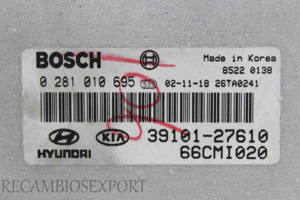 Centralita del motor Hyundai Matrix ECU 3910127610 39101-27610 Bosch 0281010695 0 281 010 695 66CMI020 - foto 2