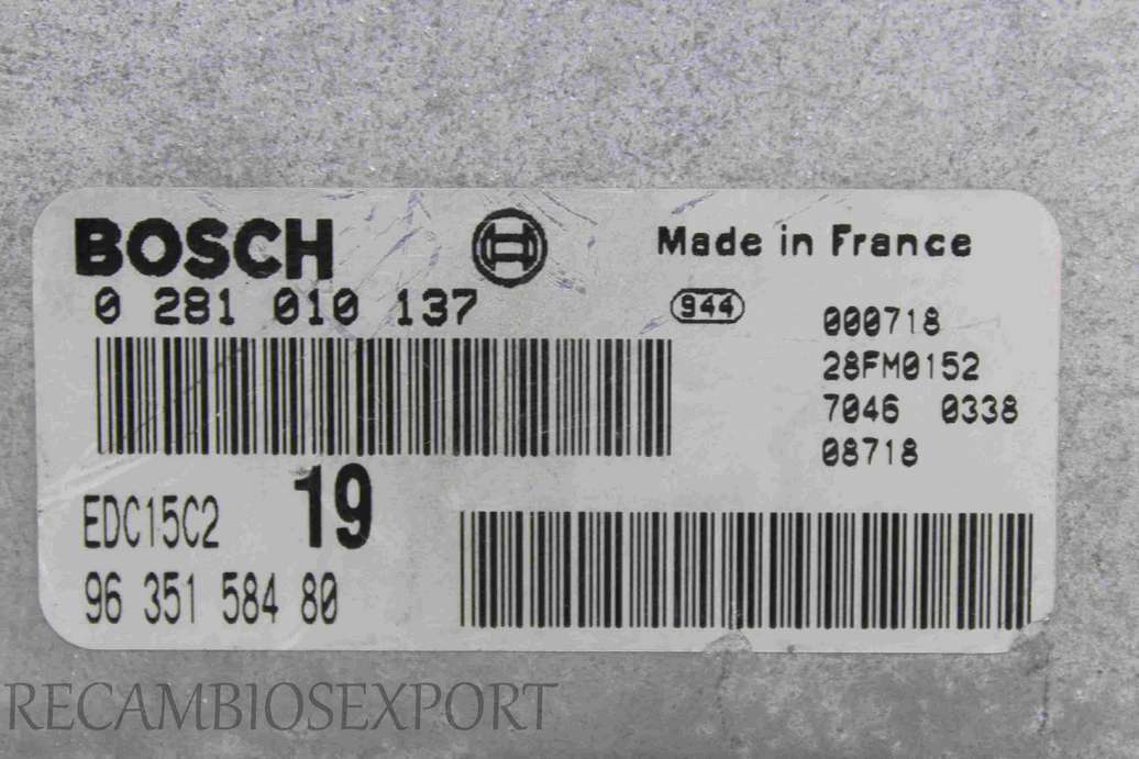 Centralita del motor PSA 9635158480 96 351 584 80 Bosch 0281010137 0 281 010 137 EDC15C2 - foto 2