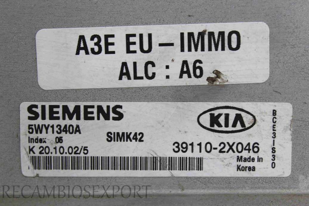 Centralita del motor KIA Rio 391102X046 39110-2X046 Siemens 5WY1340A A6 - foto 2