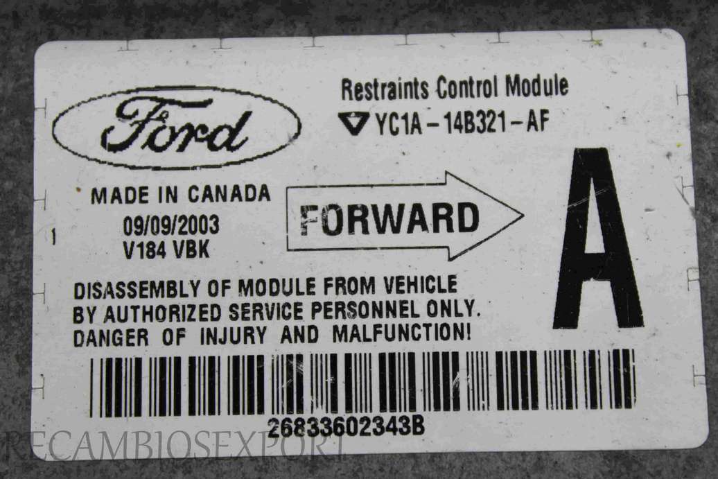 Centralita de airbag Ford Transit YC1A14B321AF YC1A-14B321-AF - foto 2