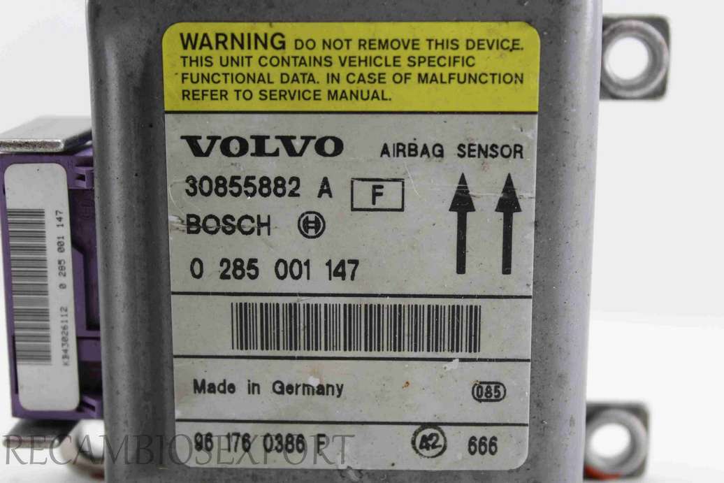 Centralita de airbag Volvo V40 S40 30855882A 30855882 A Bosch 0285001147 0 285 001 147 - foto 2