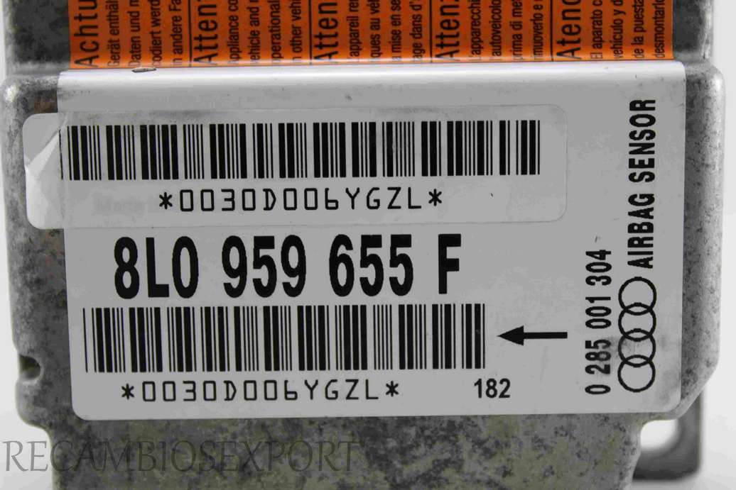 Centralita de airbag Audi A3 8L0959655F 8L0 959 655 F 0285001304 0 285 001 304 - foto 2