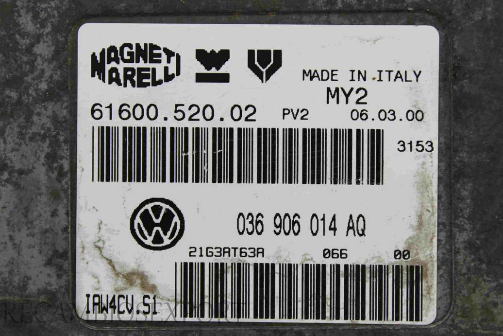 Centralita del motor Seat Leon 6160052002 61600.520.02 036906014AQ 036 906 014 AQ IAW4CV.S1 - foto 2